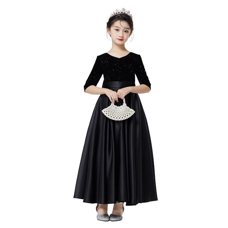 Vestido de noche para niñas, vestido de princesa de lujo ligero, vestido de princesa de alta gama, presentador de pasarela para niños, vestido de piano, vestido de un año