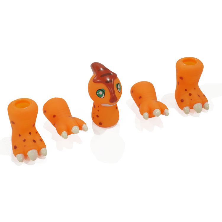 Bebé de los niños educación temprana Iluminación dedo muñeca animal de dibujos animados muñeca calmante juguete PVC de goma suave juguete transfronterizo