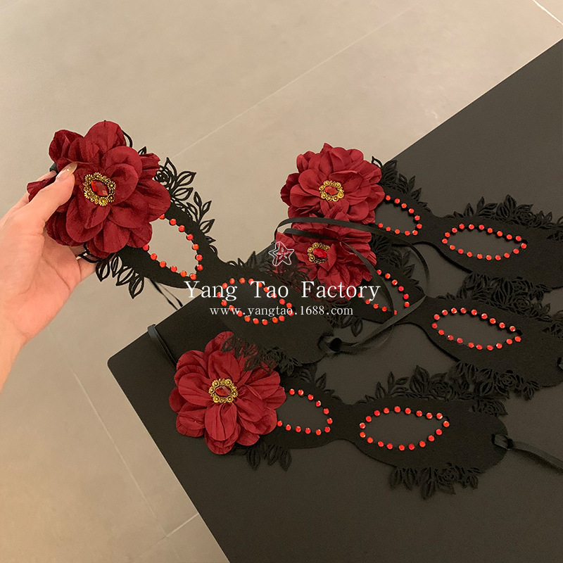 Máscaras de flores negras máscaras de baile de baile máscaras de mitad de cara máscaras de ojos máscaras de cosplay