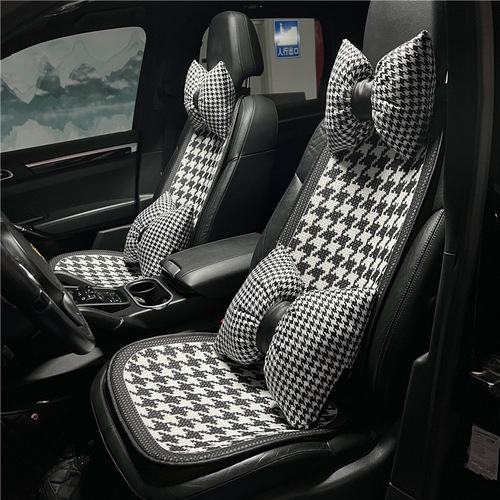 Houndstooth car seat cushion, classic ice silk honeycomb breathable anti-slip car seat cushion, internet celebrity female car seat cushion