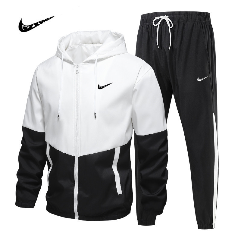 Cross-Border Men's Sports Suit Hooded Two-Piece Set Men's New Style Youth Casual Fashion Sweatshirt Men's Jacket