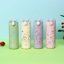 卡通弹跳盖吸管保温杯户外便携手提运动水壶不锈钢儿童学生水杯