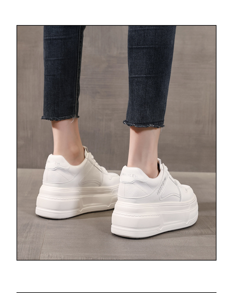 Giày sneaker nữ đế dày platform tăng chiều cao 8 cm phong cách casual — đen chi tiết 16