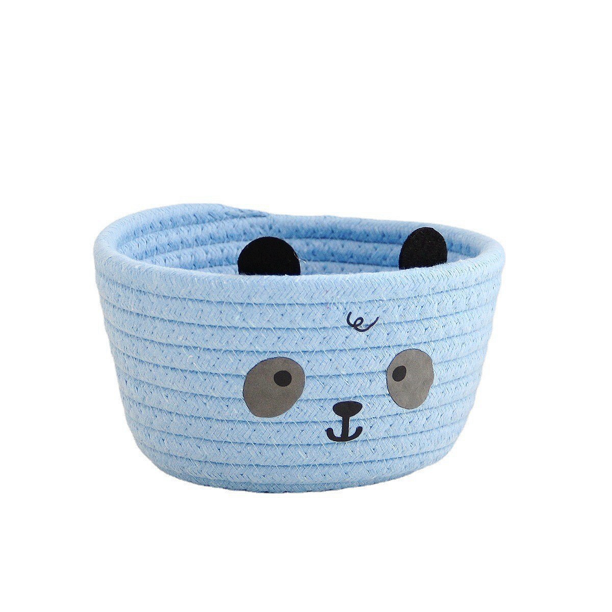 Oso caja de almacenamiento de cuerda de algodón tejida a mano cesta de almacenamiento de escritorio imitación ratán dibujos animados creativo almacenamiento lindo