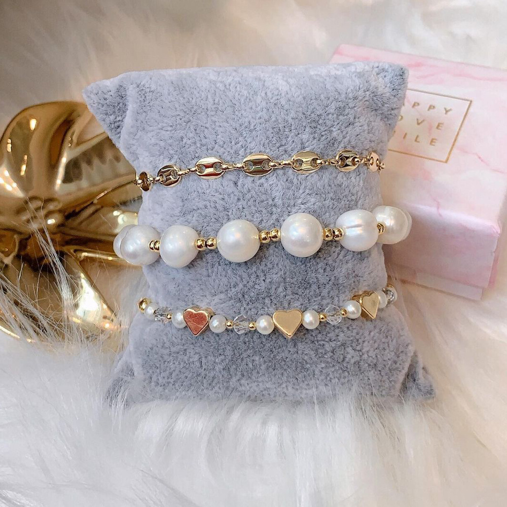 8g Weight Bracelets Classification 1 Piece Quantity 1 Piece Fashion Heart Shape Freshwater Pearl Copper Handmade Bracelets