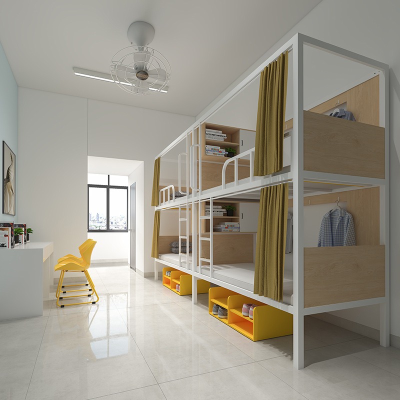 Cama litera doble para apartamento o dormitorio, estructura de acero, resistente