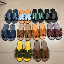 外出H拖鞋男夏外穿潮流真皮一字一字拖男潮牌韩版ins防滑百搭