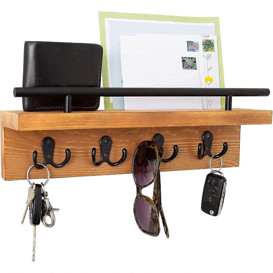 Decorativo de madera con carta de pared y llavero con gancho percha de pared Key Holder