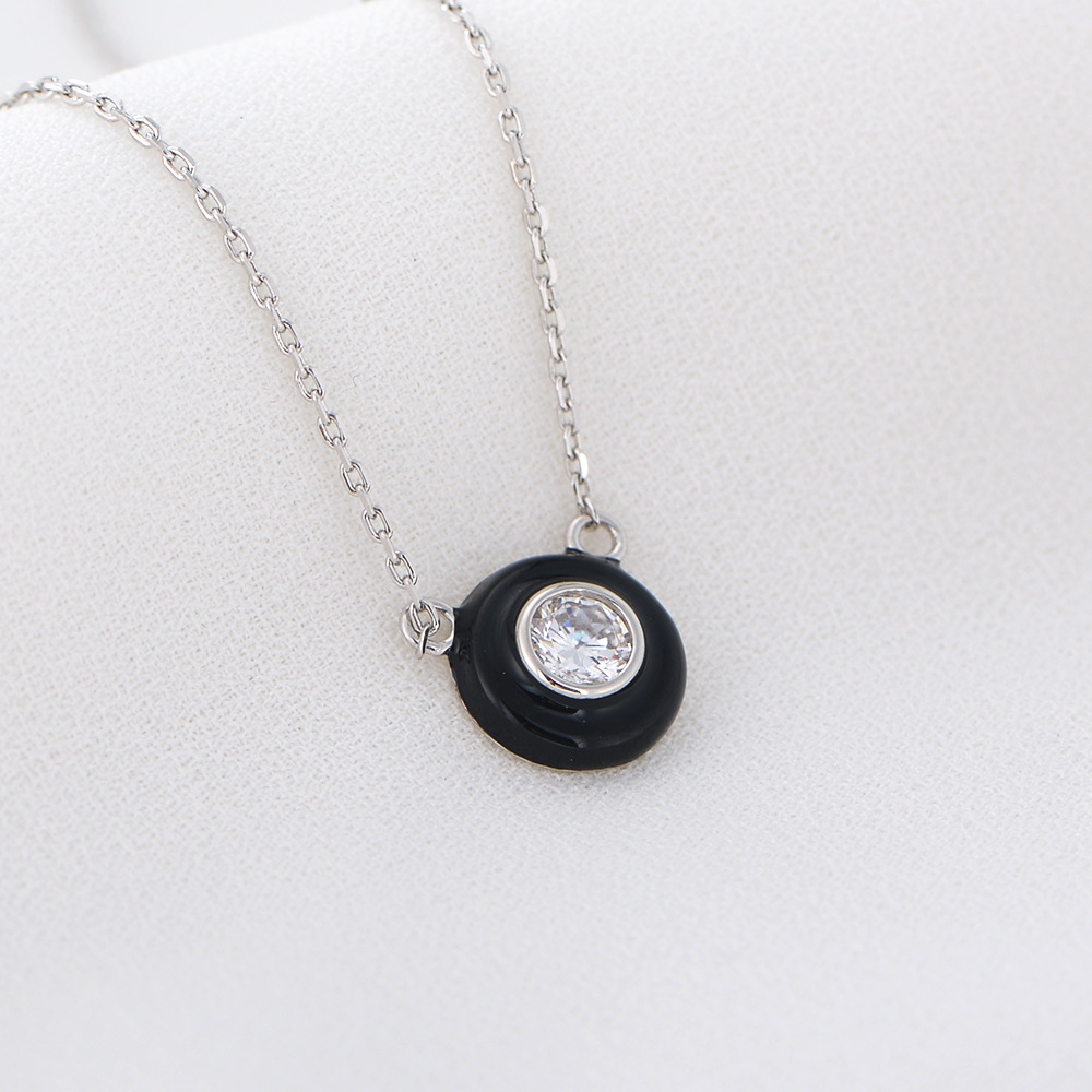 Europa y América ins nicho diseño gota collar de aceite las mujeres 925 plata esterlina simple retro redondo único diamante ZIRCON clavícula cadena