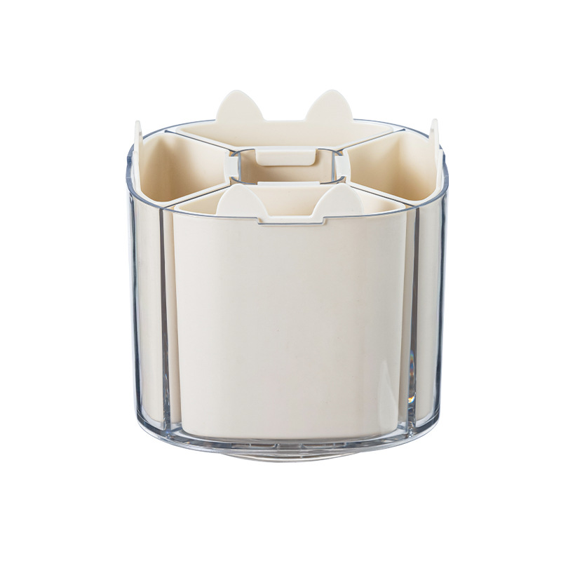 Caja de almacenamiento, portalápices de cuadrícula dividida, brochas de maquillaje para estudiantes de alto valor giratorias, caja de almacenamiento de escritorio de cuadrícula dividida de gran capacidad de plástico