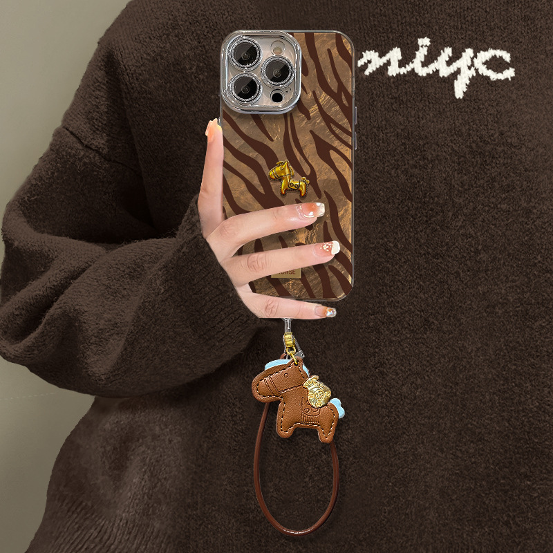 Leopard Print Pony Doll Lanyard Suitable for Apple 17 Pro Max Phone Case Mate 80 High-End Niche 16 Full Coverage
