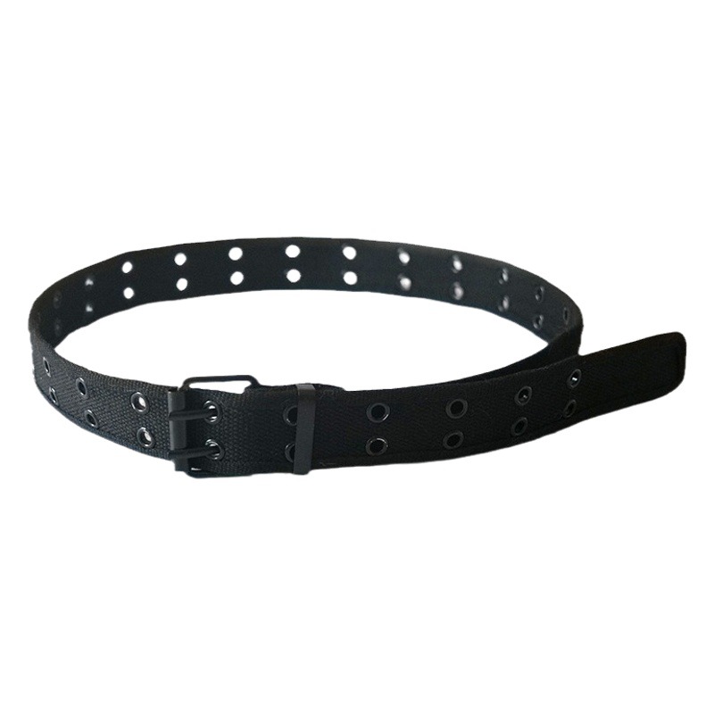 Doble hebilla de cinturón de moda para hombres y mujeres ins punk doble hebilla doble botonadura pantalones cinturón doble agujero cinturón de lona juvenil