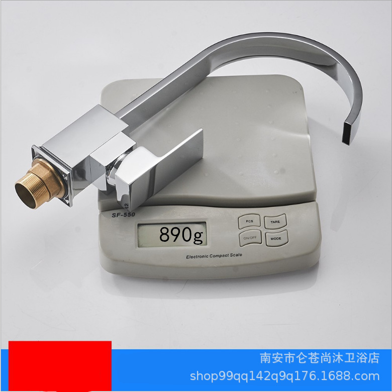 Grifo de cocina, tubo plano curvo grande cuadrado, fregadero de acero inoxidable, lavabo de cocina, grifo de agua fría y caliente de un solo orificio