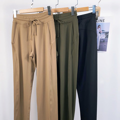 Lulu's same style sports drawstring pants, loose straight trousers, high waist yoga stretch fitness pants, casual pants for women in autumn and winter