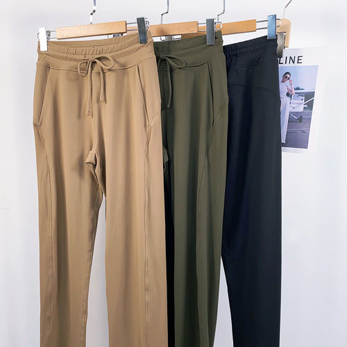 Lulu's same style sports drawstring pants, loose straight trousers, high waist yoga stretch fitness pants, casual pants for women in autumn and winter