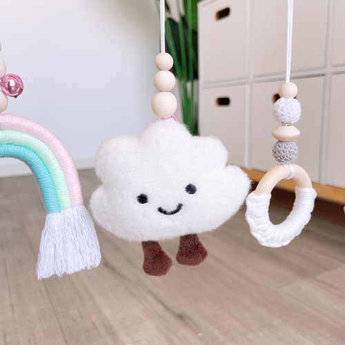 ins decorative Nordic style wooden fitness equipment ornaments newborn baby baby fitness stand children's toy bell