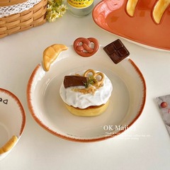 クリエイティブ食器かわいい皿料理皿家庭用釉薬下彩食皿陶磁器朝食皿果物サラダ皿デザート皿