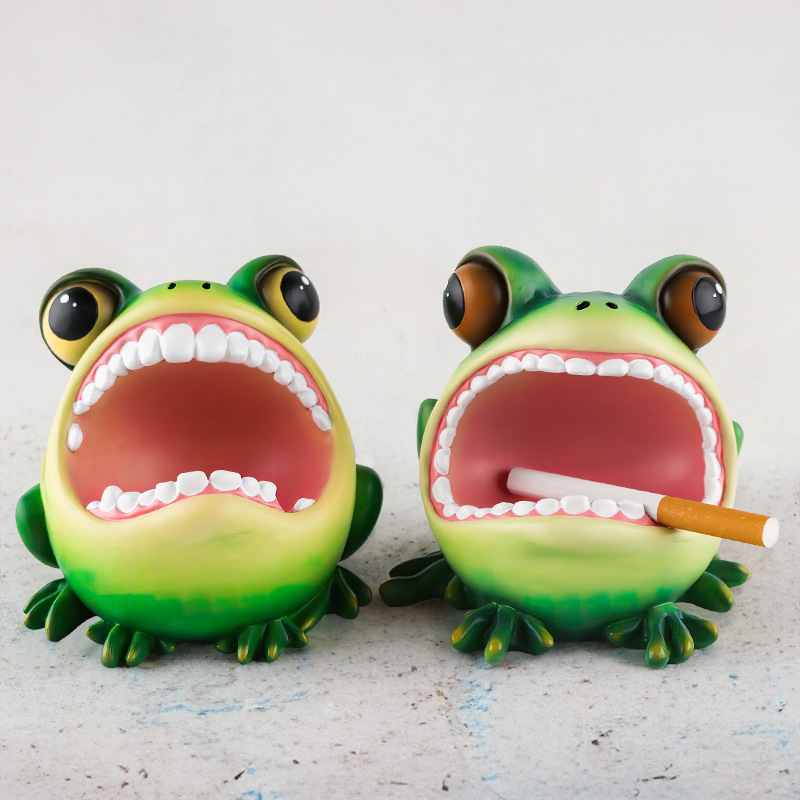  New Creative Cute Cartoon Frog Resin Ashtray Ornaments Home Living Room Office Desktop Decorations