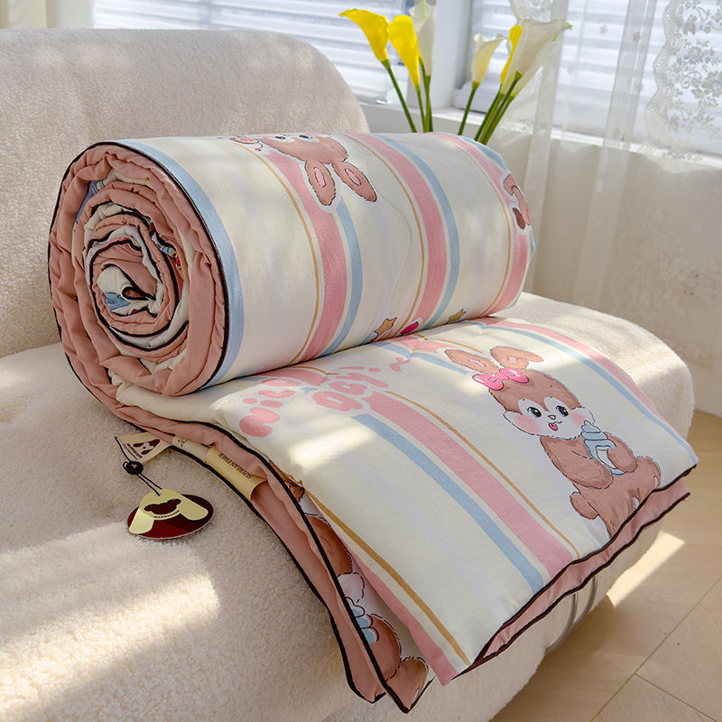 Nuevo edredón fresco de verano, edredón de aire acondicionado, dormitorio individual y doble para niños de verano, edredón fino de fibra de soja lavable a máquina