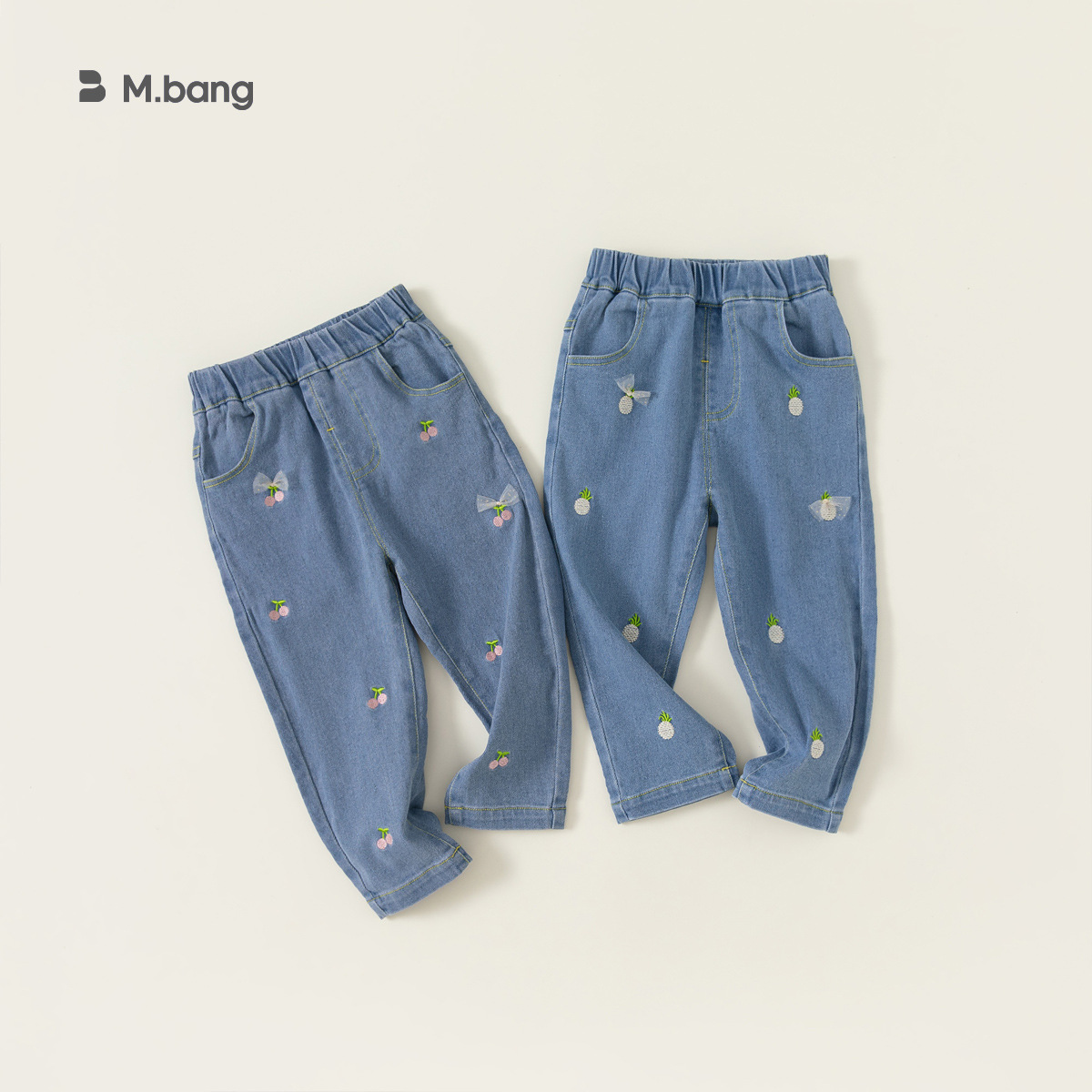 Babycity Girls Embroidered Jeans Spring And Autumn Children's Pants Fashionable Girls Denim Trousers QK23009