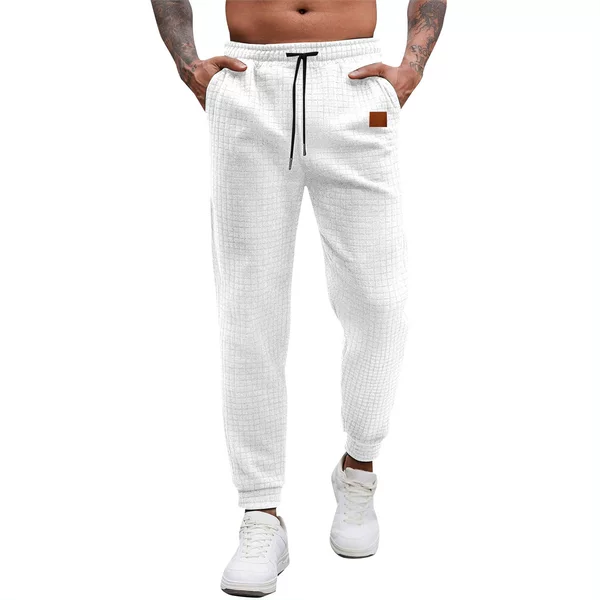 Waffle Sweatpants Foreign Trade 2025 Amazon Men's Checkered Fabric Sports Pants Personalized Men's Fashion Pants