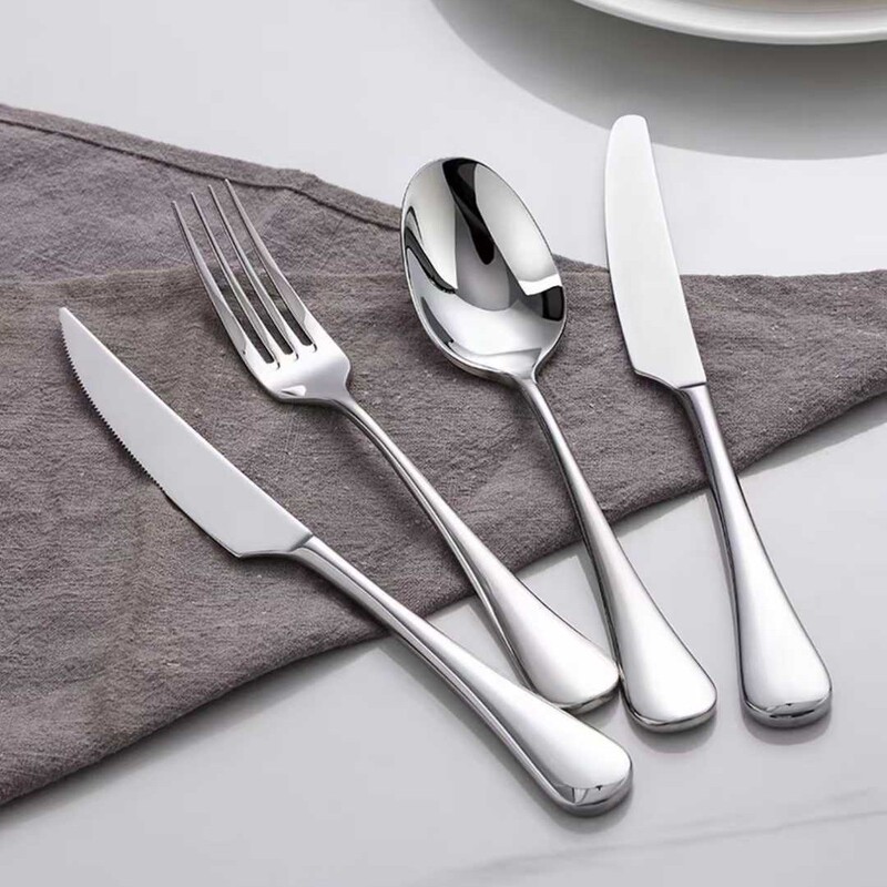 Silver Mink Premium 304 Stainless Steel Sustainable Tableware for Wedding Planning Heavy-Duty Classic California Steak Knife and Fork