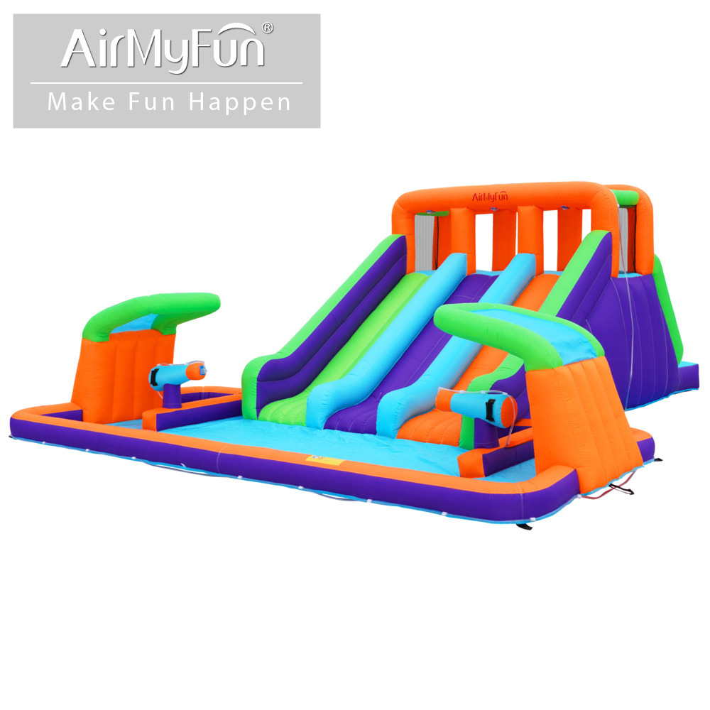 AMF | Castillo de chorro de agua para el hogar, tobogán inflable para niños, tobogán de chorro de agua, cama de salto inflable, hogar pequeño
