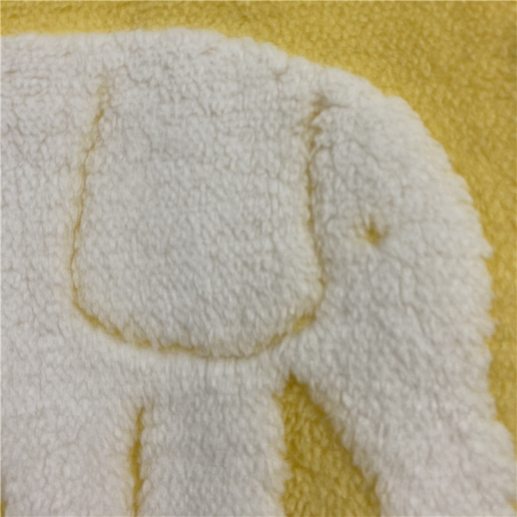 新款单面舒棉绒提花大象图案家纺睡衣家居服舒棉绒提花面料批发