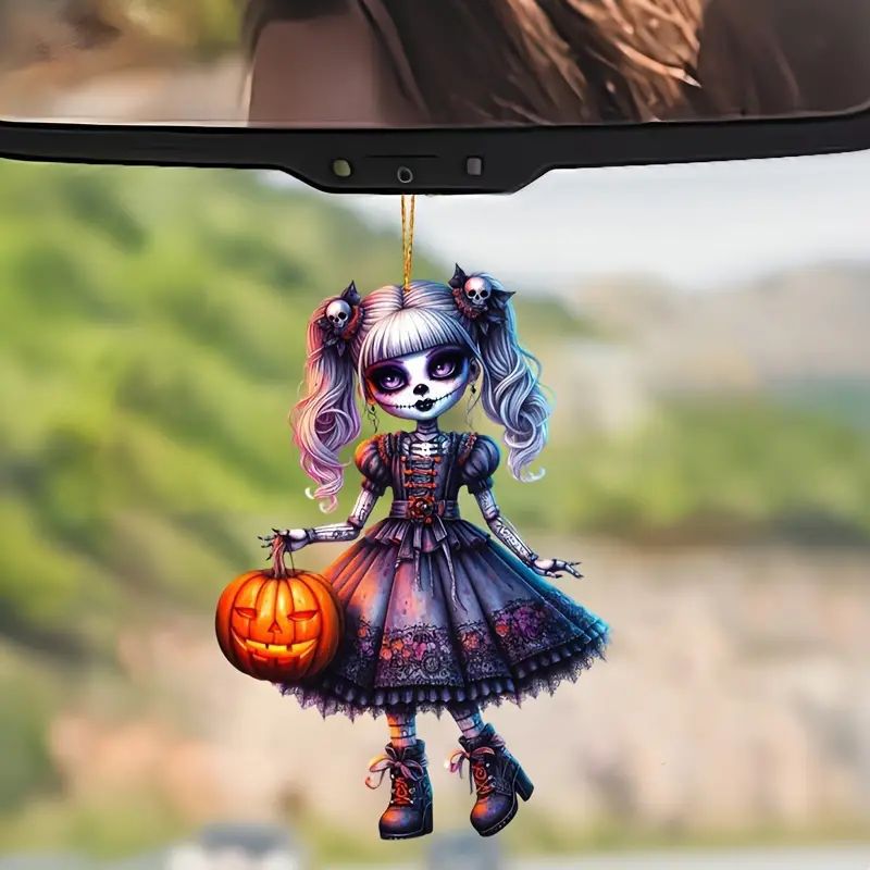 Halloween quinto acrílico nuevo horror chica colgante plano transfronterizo coche retrovisor interior colgante decoración image 1