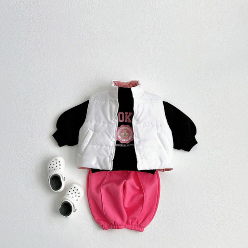 Spring and Autumn Korean Style Girls' Suit Pure Cotton Category A Children's Casual Sweatshirt Little Girl's Flare Pants Two-piece Spring Suit