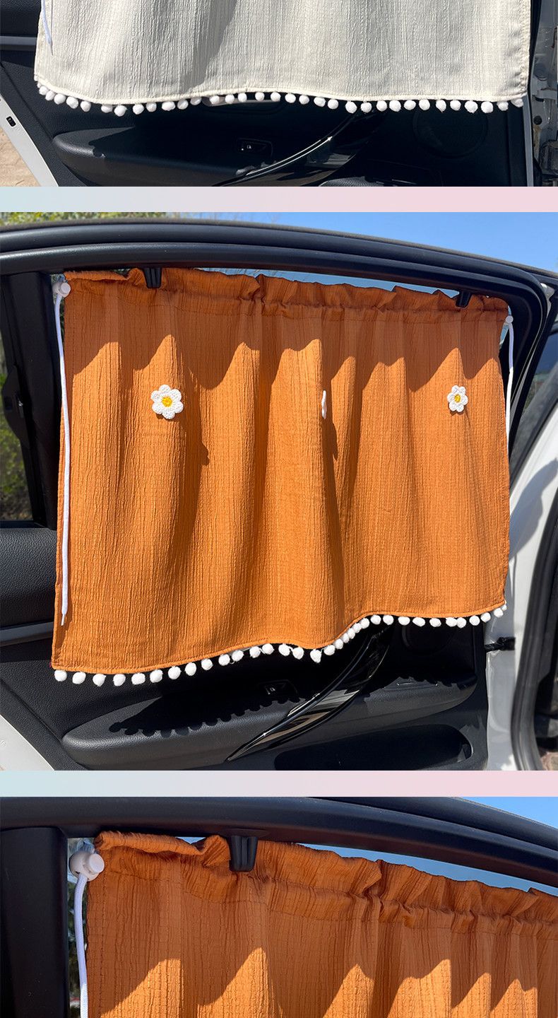 Fresh and Simple Car Window Sunshade Curtain, Sun Protection, All-Season Pull-Out Curtain with Suction Cups, Car Interior Privacy Curtain for Sleeping