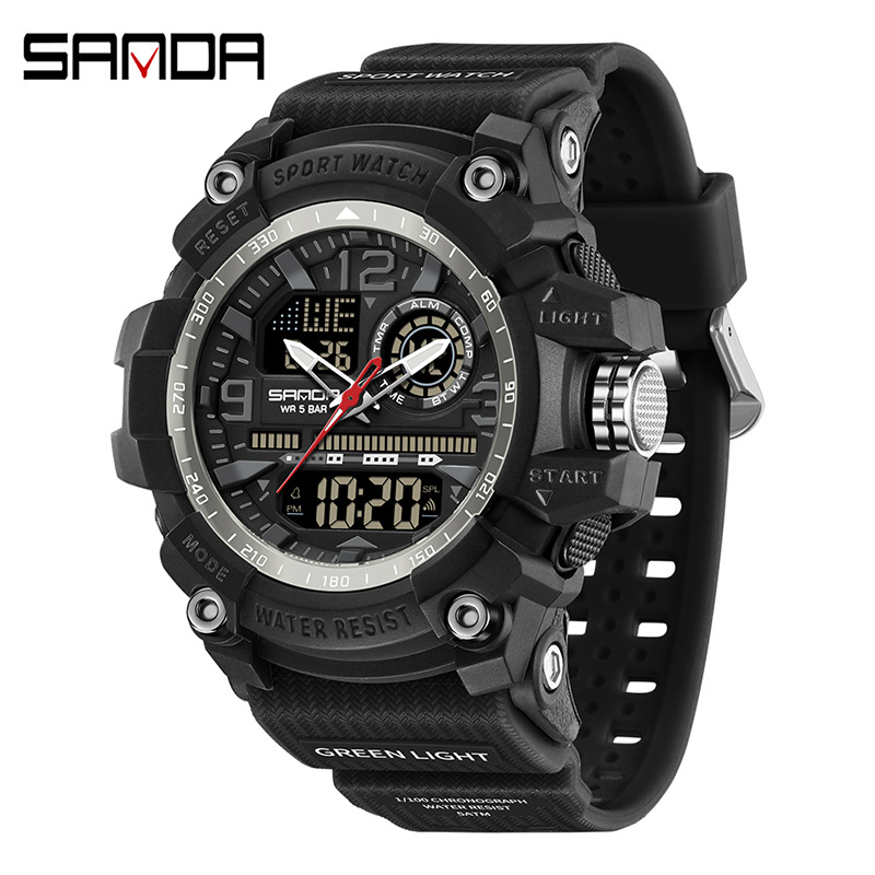 Reloj electrónico Sanda Reloj deportivo multifuncional de moda juvenil SANDA Reloj despertador impermeable Reloj para estudiantes 3367