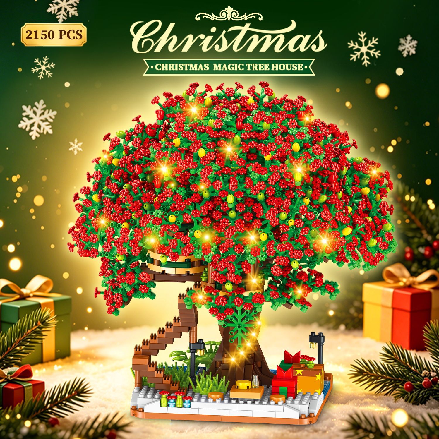 Casa de Árbol de Sakura 609, Bloques de Construcción de Micro Diamantes de Partículas Pequeñas, Juguete Educativo de Ensamblaje de Flores, Regalo para Niñas, Venta al por Mayor Transfronteriza