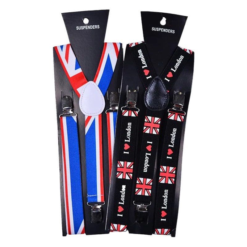 Новый ремешок для флага в штучной упаковке Британский стиль Мода 3 зажима Мужской ремешок Эластичный тканый ремешок Заводской магазин