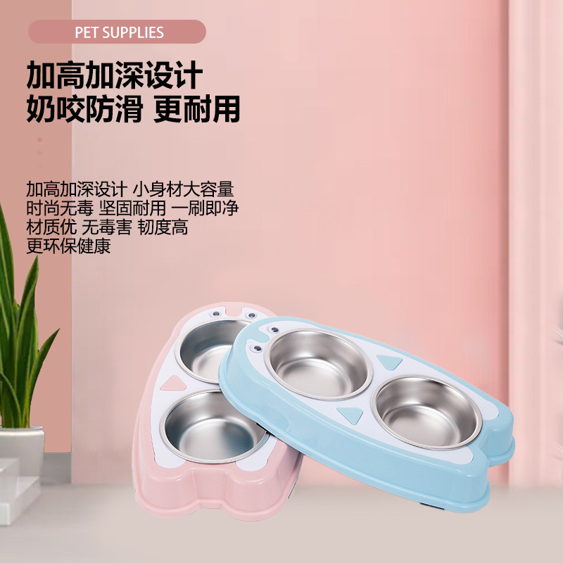 Pet supplies wholesale penguin double bowl dog food bowl plastic…