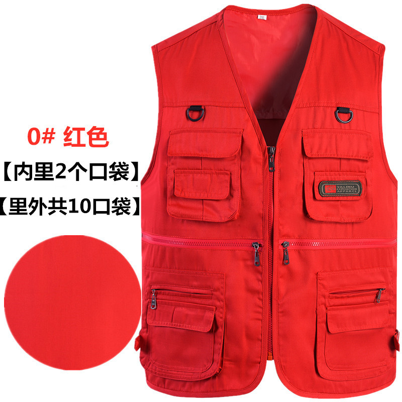 Primavera y otoño Four Seasons chaleco Chaleco de los hombres de mediana edad y ancianos papá al por mayor de los hombres multi-Bolsillo de ocio al aire libre Ejército Verde