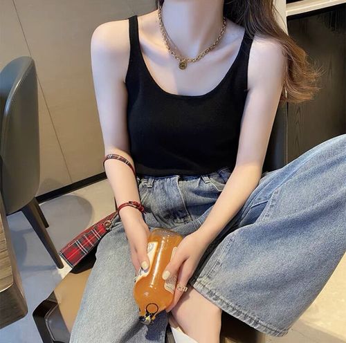 Women's Blouse: Inner Tank Top for Suit, 2024 Spring Design, Unique Ice Silk Knit, Sleeveless Top for Outerwear