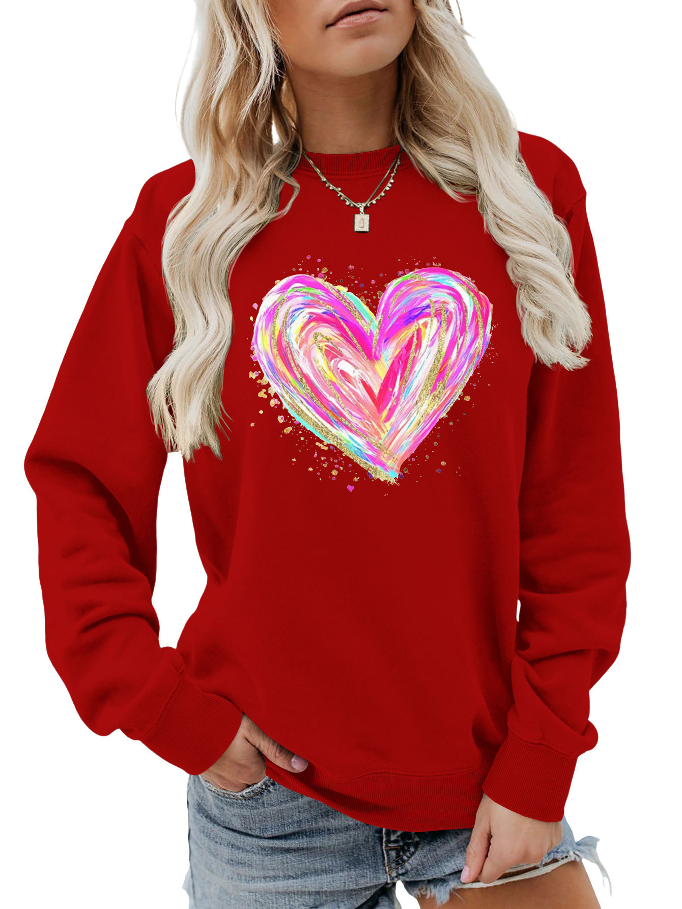 Independent Site New Stylish, Comfortable, Versatile Women's Colorful Sequin Heart Autumn And Winter_ecoleips.com