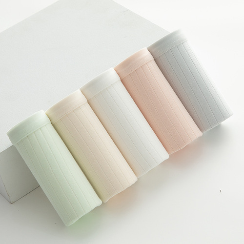 Student Japanese style breathable pure cotton crotch bag hip Randy underwear women's briefs simple solid color thin section Mo mid-waist
