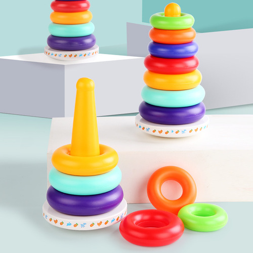 Children's ring toss stack stack rainbow tower music seesaw stack stack colorful stack ring toy wholesale stall