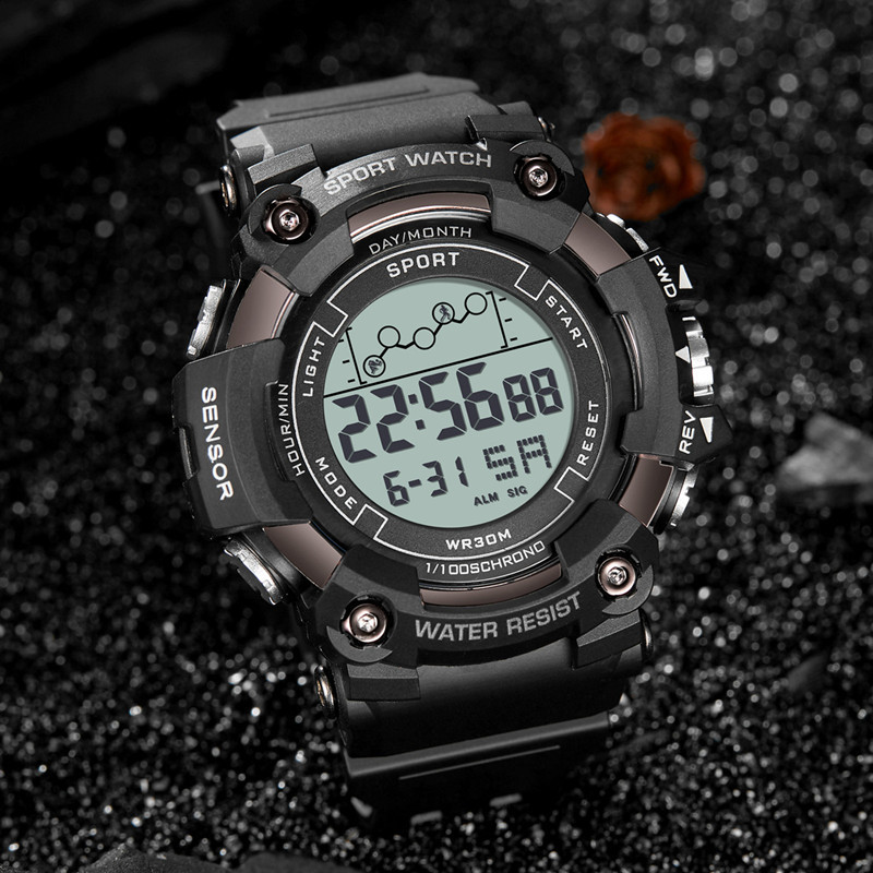 Reloj digital LED multifuncional de moda para hombres deportes al aire libre reloj impermeable tendencia pantalla única reloj electrónico luminoso