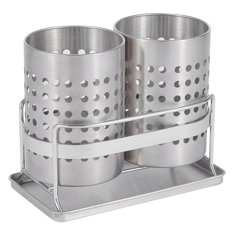 Ou runzhe cesta de vajilla de doble tubo de acero inoxidable con estante bandeja de agua drenaje cocina palillos jaula cuchillo, tenedor y cuchara tubo de almacenamiento