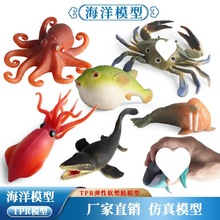 仿真海洋动物模型儿童软胶虎鲸大白鲨白鲸蓝鲸海豚抹香鲸玩具摆件