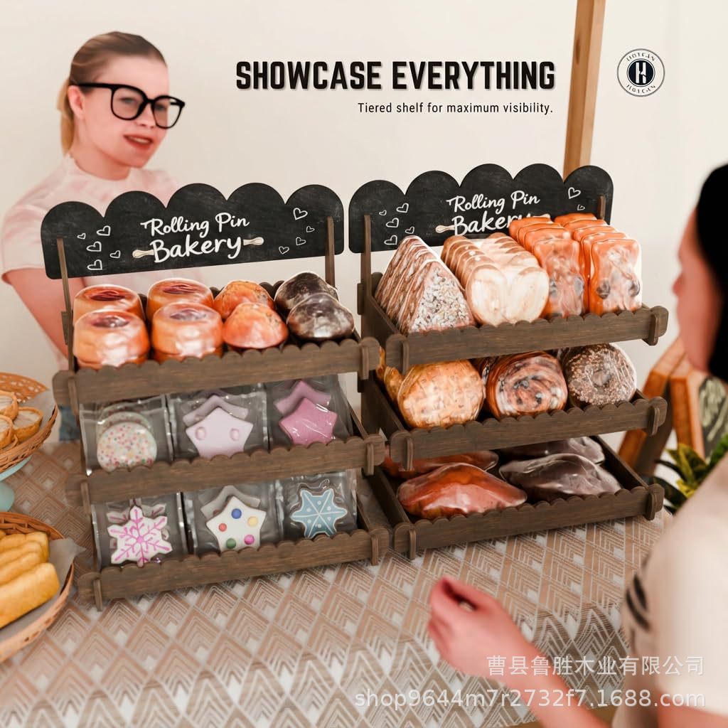 Wooden storage rack party party dessert cookie storage rack dessert shop bread cake display rack multi-layer storage