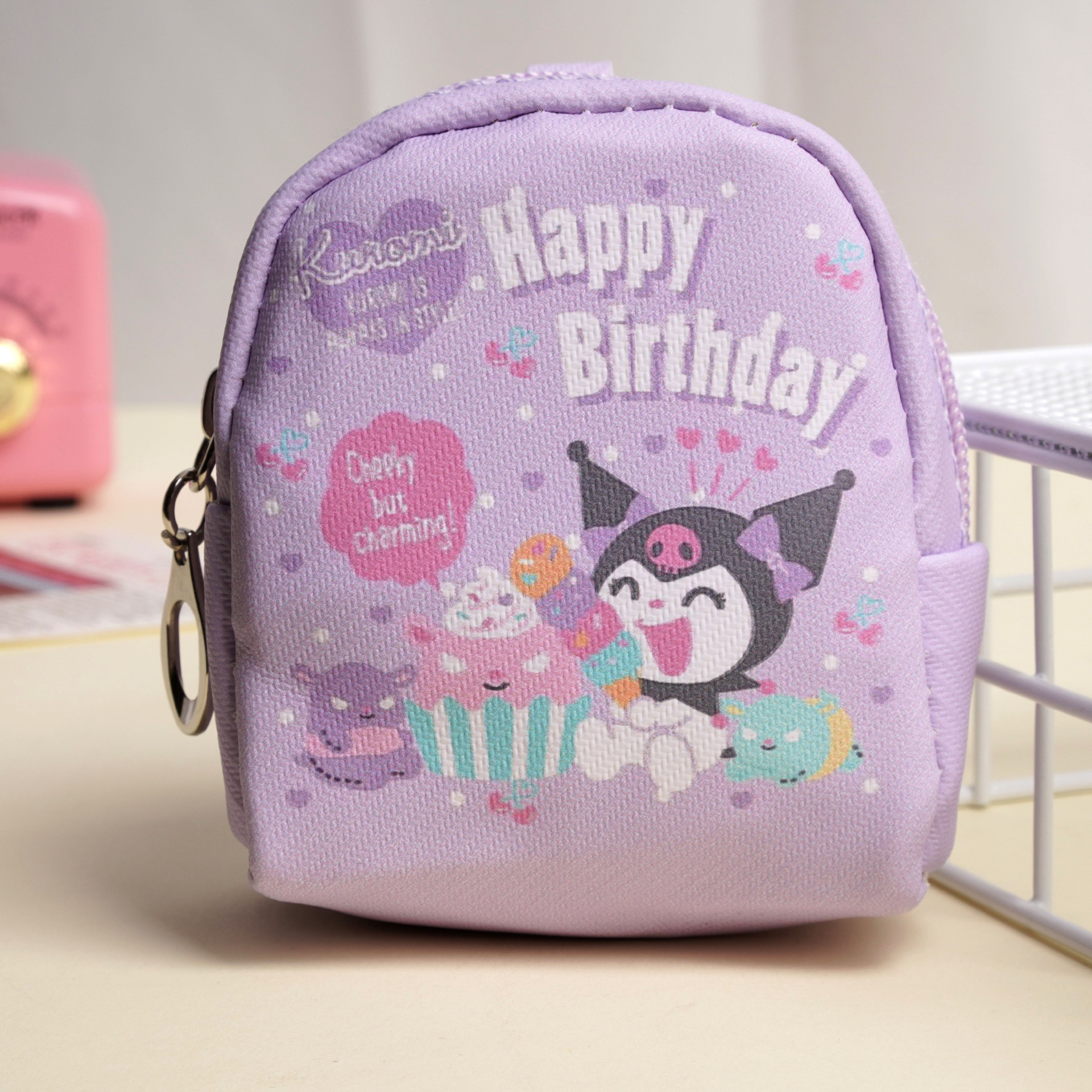 Monedero Mini Animado de Cuero PU Impermeable para Almacenamiento Doméstico