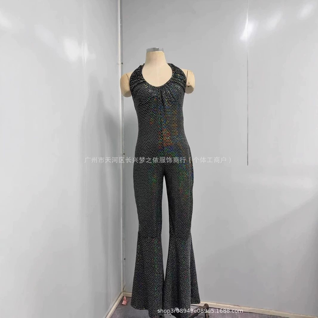 Амазонка 70-х годов Хэллоуин диско бронзовый расклешенный комбинезон праздничный костюм (без аксессуаров 0