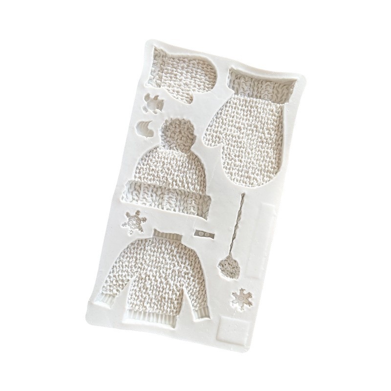 Pastel de fondant decorada Guantes de lana de Navidad Molde de silicona Sombrero de galletas de chocolate para hornear