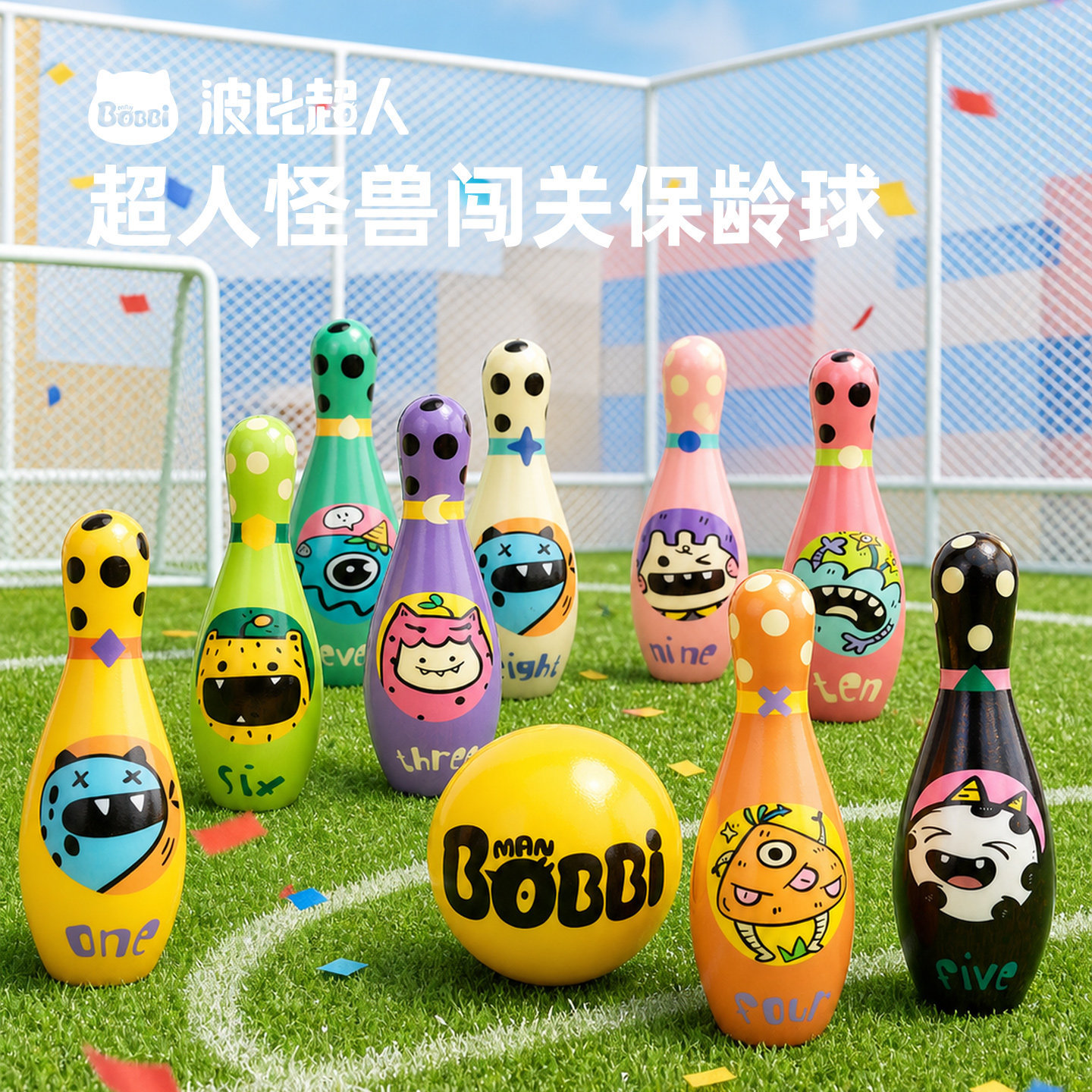 Bobbi Man Bowling Toy Set for Kids, Large Size, Solid Cotton, Indoor, Baby Educational and Learning