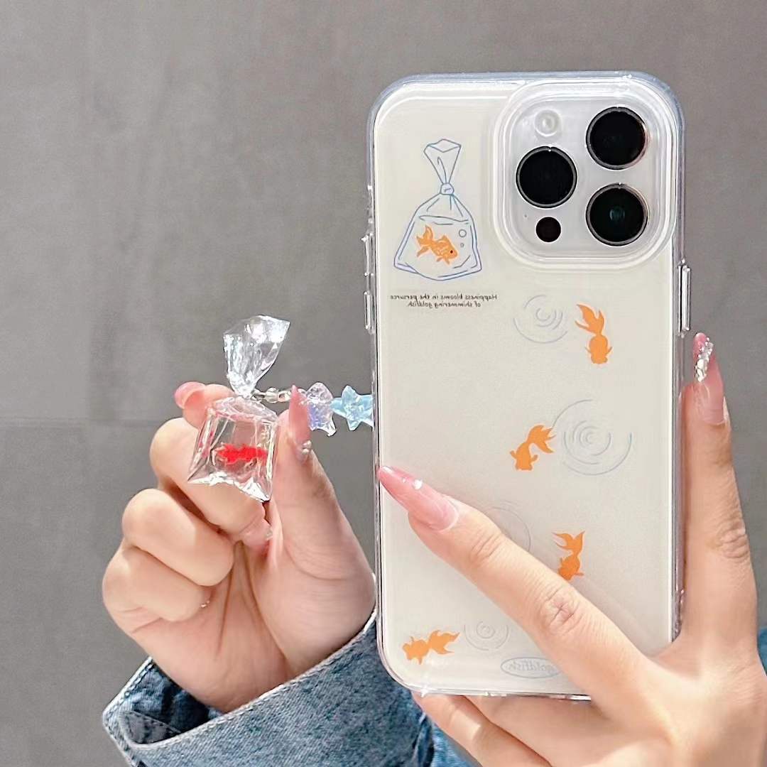 Simple ins Water Ripple Goldfish Funda para teléfono móvil iphone15 16ProMax Apple 13/14 nicho femenino 16
