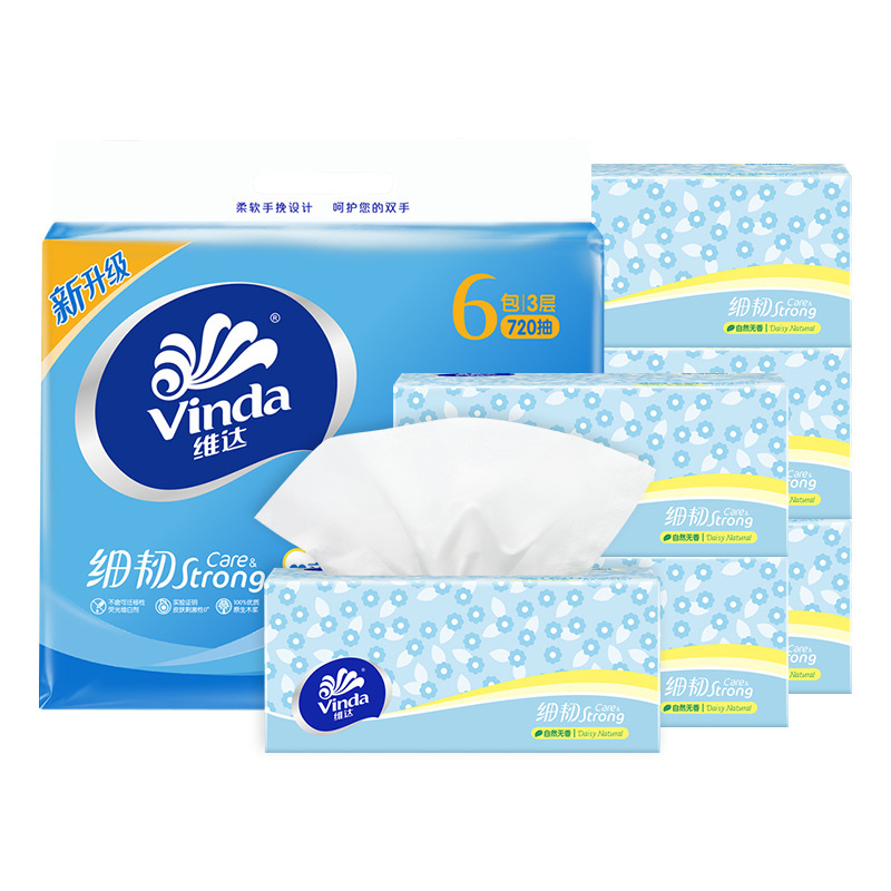 Vinda 細くて丈夫なティッシュペーパー 3 層 100 枚 3 パックのナプキン トイレットペーパー 取り外し可能なペーパータオル 家庭用 学生向け 手頃なパッケージ|undefined